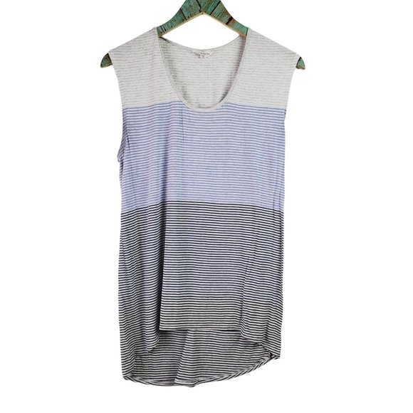Athleta Ombre Stripe Hi-Low Long Full Coverage Tank Sz M